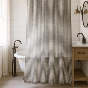 Black and White Houndstooth Shower Curtain – Modern Classic Bathroom Decor, Elegant Polyester Curtain, 12 Hook Holes, Monochrome Classic