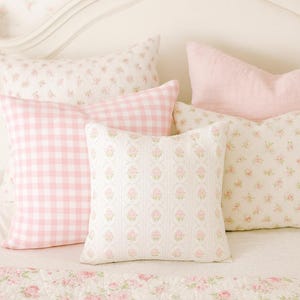 Petit Coussin Shabby Chic Rose Motif Floral - Neuf - Déco Coton