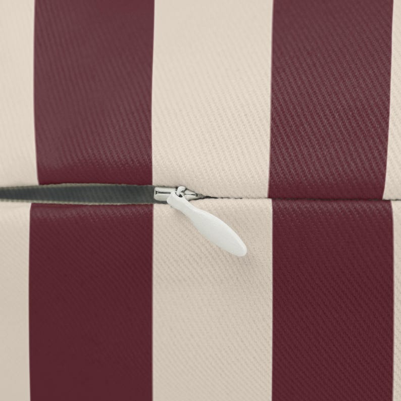 Burgundy Stripe Lumbar Pillow, Modern Farmhouse Lumbar Cushion, French Country Accent Pillow, Cottage Lumbar Pillow, 20x14 Pillow image 4