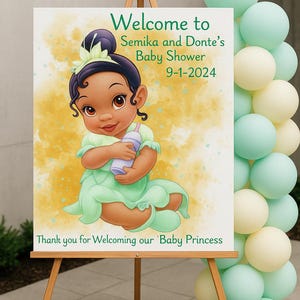 Digital Download Baby Shower Welcome Sign with Princess Tiana-inspired.