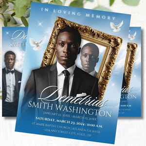 Blue Sky Funeral Program Template (Digital Download)