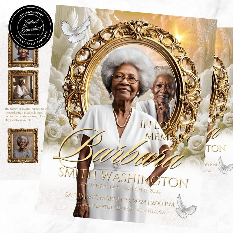 Obituary Template Etsy