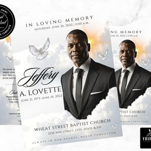 Funeral Program Template: 11x17 Bi-Fold Obituary (Canva Template)