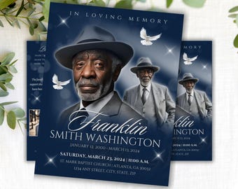 Funeral Program Template, Obituary Template, Celebration of Life Program, 4 Page Bifold