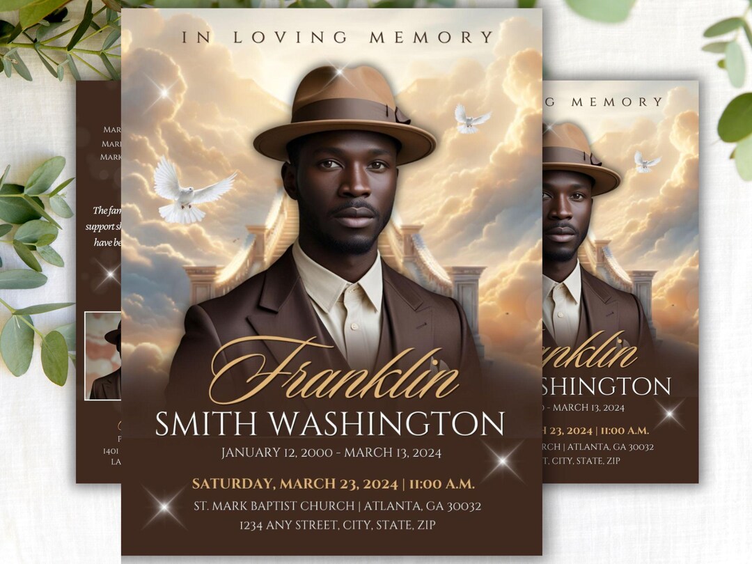 Brown Gold Stairway Funeral Program Template | Memorial Keepsake (canva ...