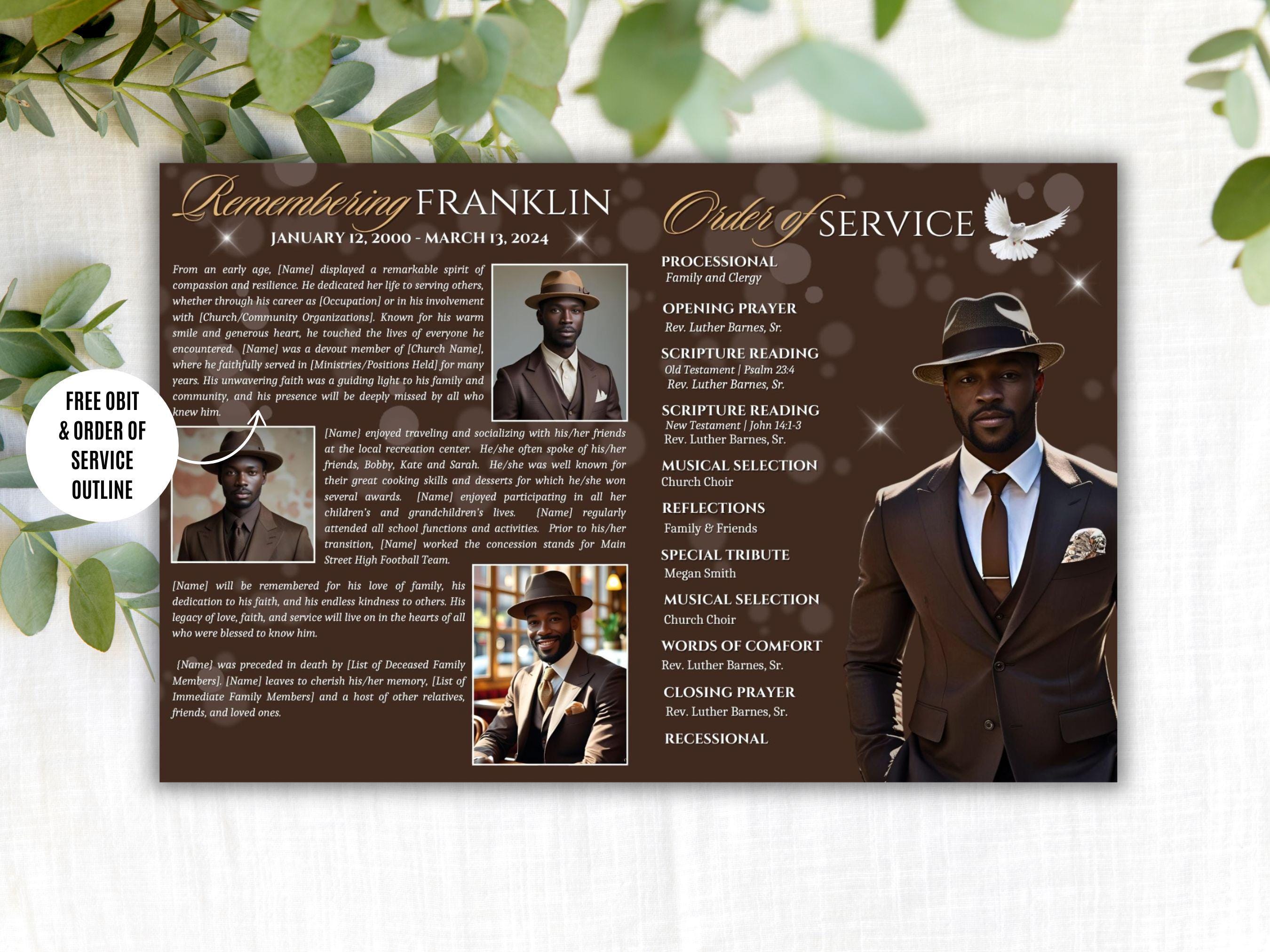 Brown Gold Stairway Funeral Program Template | Memorial Keepsake (canva ...