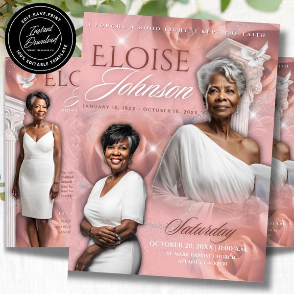 Obituary Template Etsy