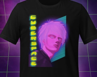サイバーパンクグラフィックTシャツ：ネオンヴェイパーウェイヴデザイン