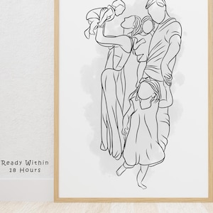 One Line Drawing Custom Couple Portrait Custom Family Gift Personalized Anniversary Gift Wedding Gift For Her Custom Line Drawing From Photo