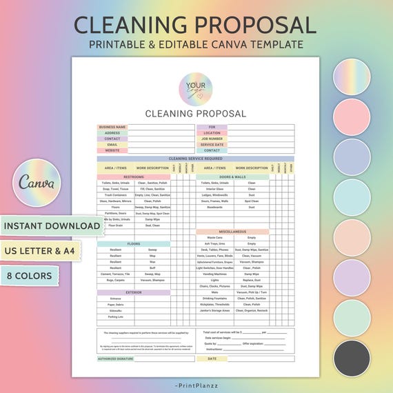 Editable Cleaning Proposal Template Cleaning Service Proposal Business Cleaning Service House Keeping Cleaning Estimate Cleaning Templates