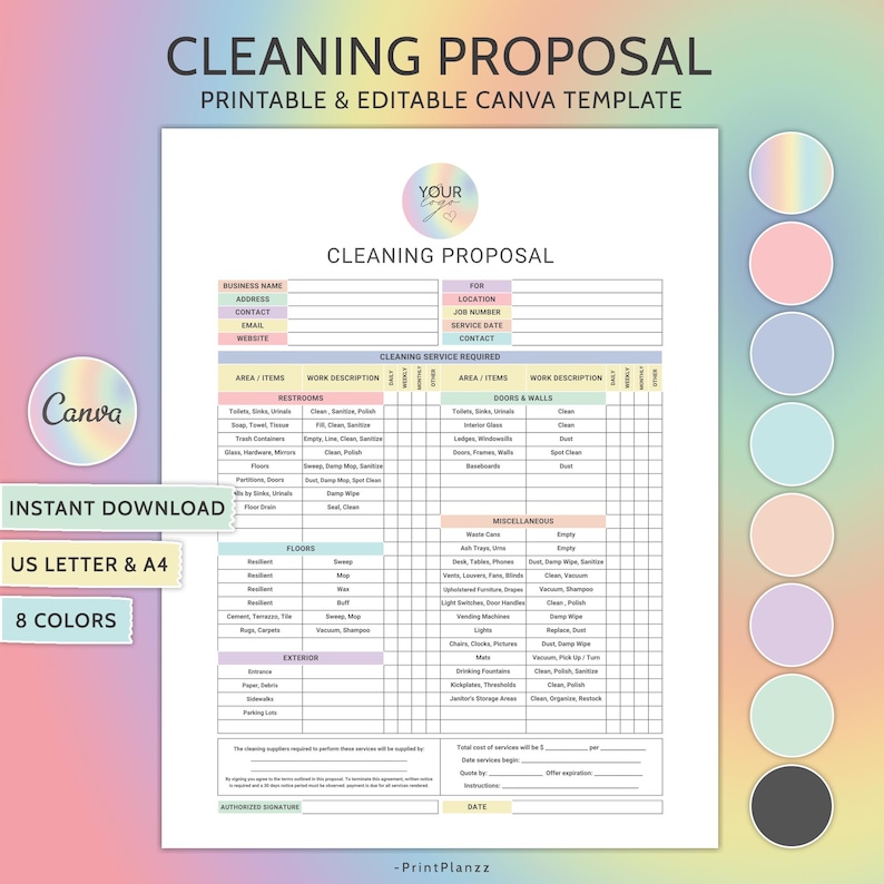 Editable Cleaning Proposal Template Cleaning Service Proposal Business Cleaning Service House Keeping Cleaning Estimate Cleaning Templates