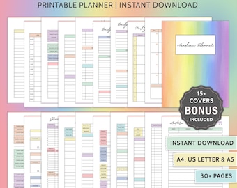 Academische planner afdrukbare school planner bundel sjabloon student planner afdrukbare middelbare school planner PDF college planner semester planner