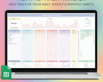 Habit Tracker Google Sheets Täglicher Habit-Planer Wöchentliche Gewohnheiten Ziel-Planer Täglicher Habit-Tracker Monatliche Habit-Tracker Tabelle To Do Liste