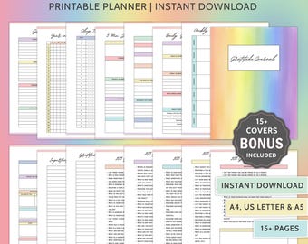 Gratitude Journal Printable Bundle Daily Gratitude Journal PDF Mindfulness Log Self Care Planner Daily Journal For Women Gratitude Planner