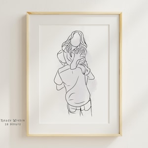 One Line Drawing Custom Couple Portrait Custom Family Gift Personalized Anniversary Gift Wedding Gift For Her Custom Line Drawing From Photo