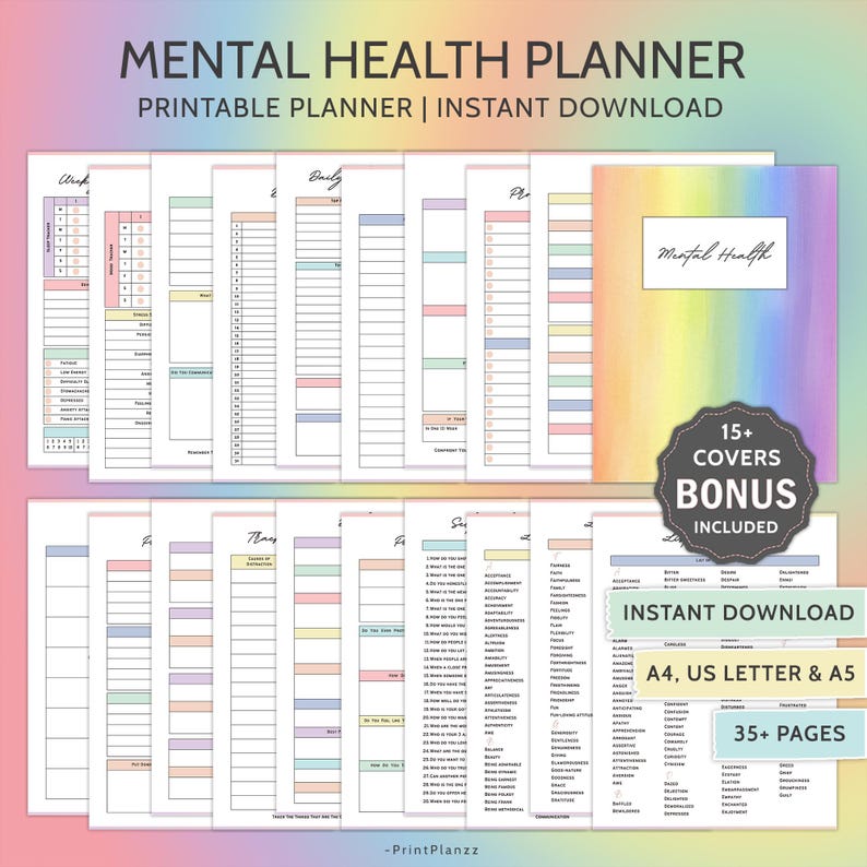 Mental Health Journal And Planner Printable Therapy Journal Bundle Mentalhealth Planner Wellness Journal Mental Health Plan Anxiety Journal Therapy Journal Template Mental Health Planner Printable Mental Health Journal Bundle PDF Anxiety Relief Journal Prompts Wellness Workbook