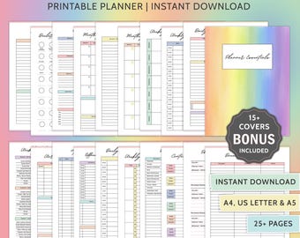 Printable Planner Essentials Bundle Personal Planner Bundle Daily Planner Weekly Planner Monthly Planner Big Happy Planner ADHD Templates A5