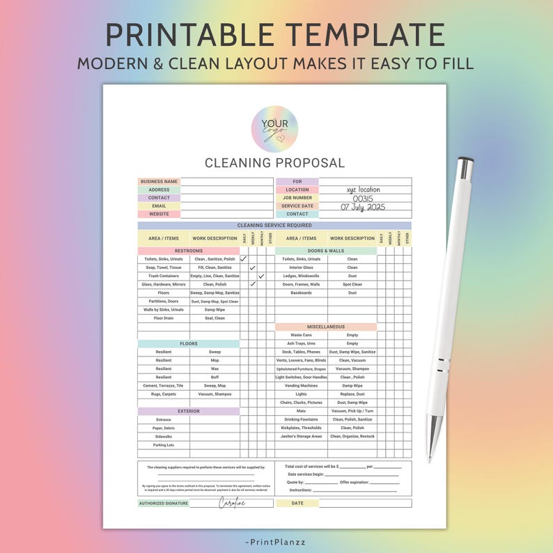 Editable Cleaning Proposal Template Cleaning Service Proposal Business Cleaning Service House Keeping Cleaning Estimate Cleaning Templates