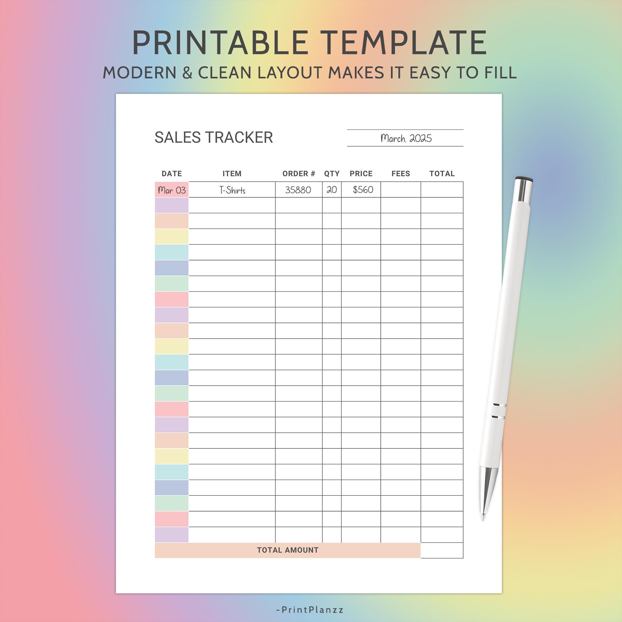 Sales Tracker Printable Pdf Online Business Sales Canva Editable Sales