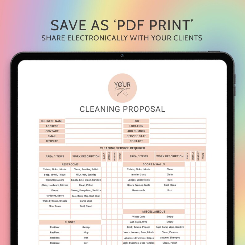 Editable Cleaning Proposal Template Cleaning Service Proposal Business Cleaning Service House Keeping Cleaning Estimate Cleaning Templates