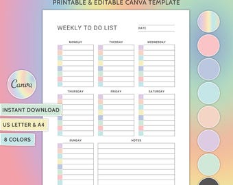 Weekly To Do List Printable Weekly Task List Template Weekly Planner Printable To Do List Minimal To Do List Editable To Do List Template