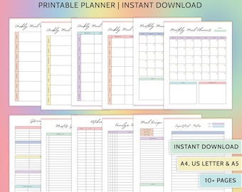 Meal Planner Printable Meal Planner With Meal And Snack Food Planner Wall Food Planner Template Meal Planner With Shopping List Grocery List