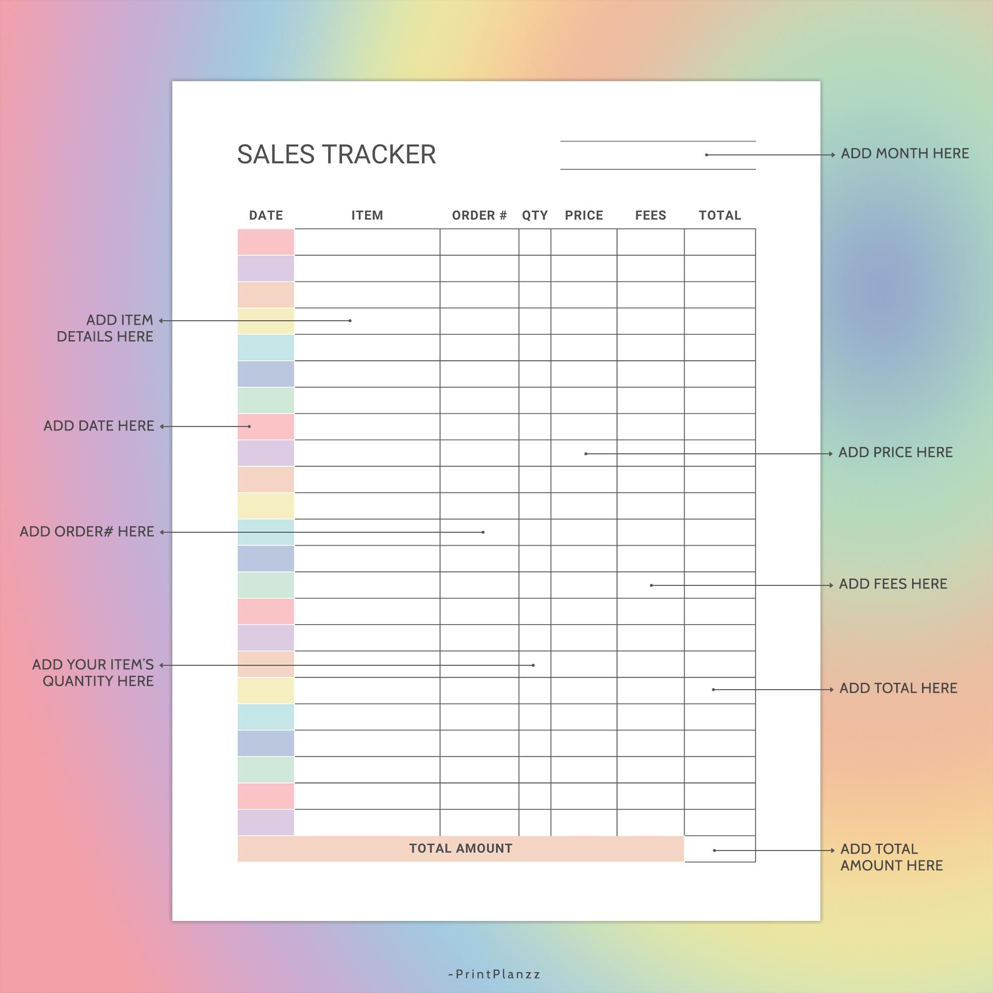 Sales Tracker Printable Pdf Online Business Sales Canva Editable Sales