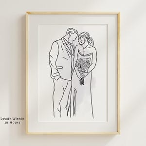 Disegno a una linea Ritratto di coppia personalizzato Regalo di famiglia personalizzato Regalo di anniversario personalizzato Regalo di nozze per lei Disegno a linea personalizzato da foto