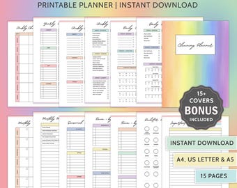Cleaning Planner Printable ADHD Cleaning Planner Bundle Home Cleaning Schedule Declutter Journal Family Chore Chart Daily Cleaning Checklist