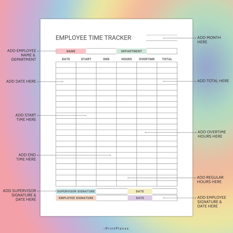 Workers Time Sheet.pdf Employee Timesheet Printable Employee Time Tracker PDF Timecard ...