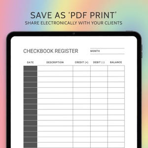 Checkbook Register Printable Bank Transaction Register Checkbook Log ...