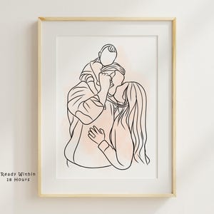 Disegno a tratto da foto, regalo per la festa del papà, regalo di famiglia personalizzato, regalo di anniversario di matrimonio personalizzato per lui, disegno a tratto digitale