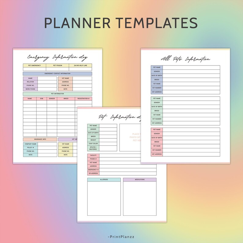 Pet Care Planner Printable Dog Care Planner Printable Pet Planner PDF Dog Health Tracker Pet Care Journal Dog Care Organizer Vet Appointment