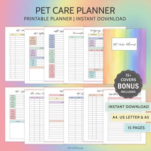 Pet Care Planner Printable Dog Care Planner Printable Pet Planner PDF Dog Health Tracker Pet Care Journal Dog Care Organizer Vet Appointment
