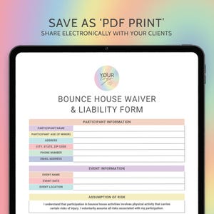 Bounce House Liability Waiver Form Template Bounce House Rental Agreement Contract Liability Release Form Bounce House Business Forms Canva