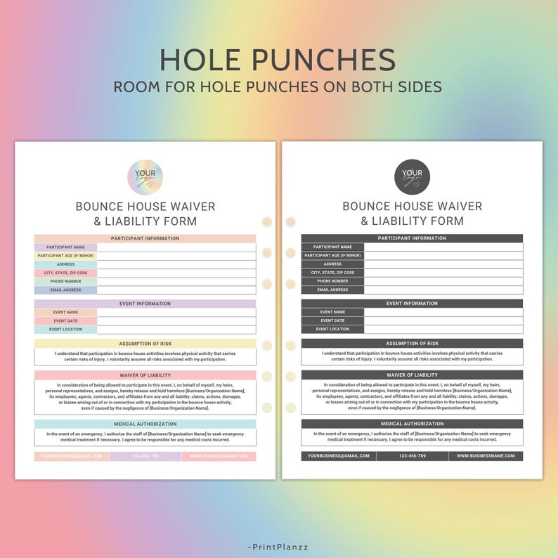 Bounce House Liability Waiver Form Template Bounce House Rental Agreement Contract Liability Release Form Bounce House Business Forms Canva