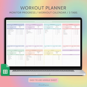 Workout Planner Google Sheets Exercise Tracker Fitness Planner Template Weightlifting Tracker Pilates Tracker Monthly Training Calendar 2025