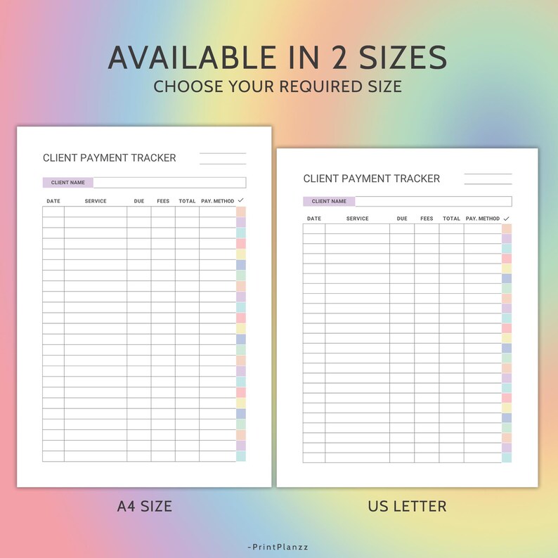 Payment Tracker PDF Printable Client Payment Log Editable Payment ...