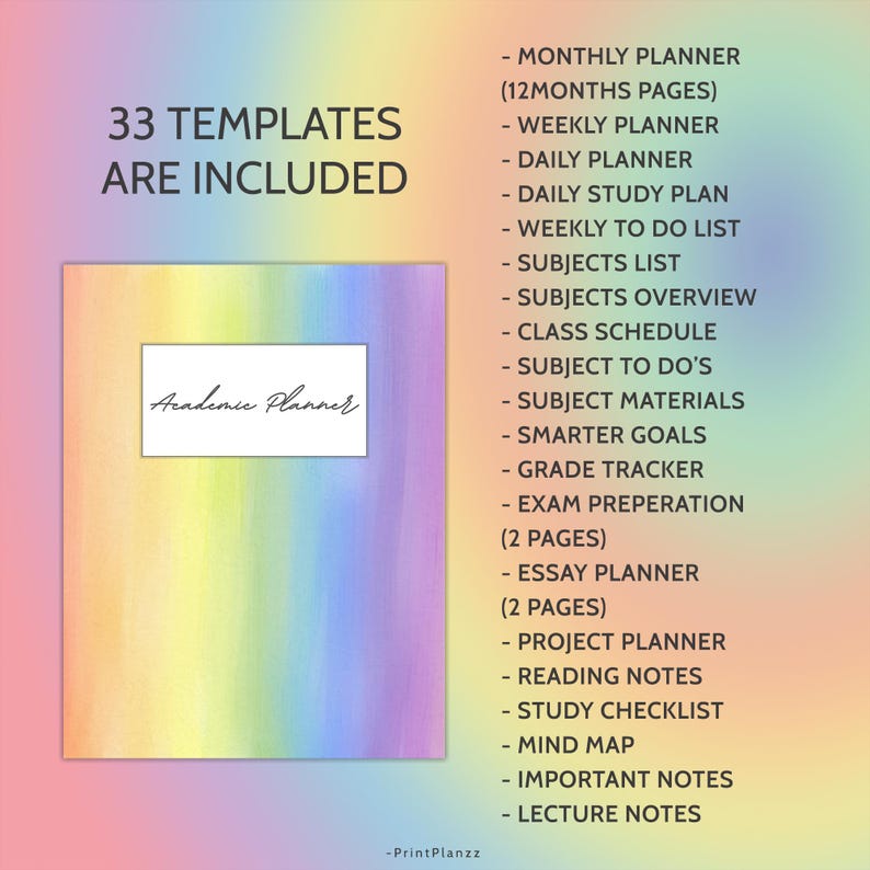 Academic Planner Printable School Planner Bundle Template Student ...