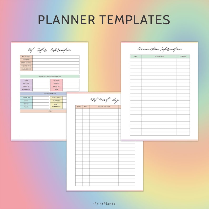 Pet Care Planner Printable Dog Care Planner Printable Pet Planner PDF Dog Health Tracker Pet Care Journal Dog Care Organizer Vet Appointment