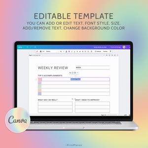 Weekly Review Printable Insert Template Weekly Reflection Journal Pages Weekly Summary Weekly Evaluation Week In Review Editable Canva File