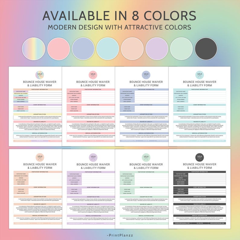 Bounce House Liability Waiver Form Template Bounce House Rental Agreement Contract Liability Release Form Bounce House Business Forms Canva