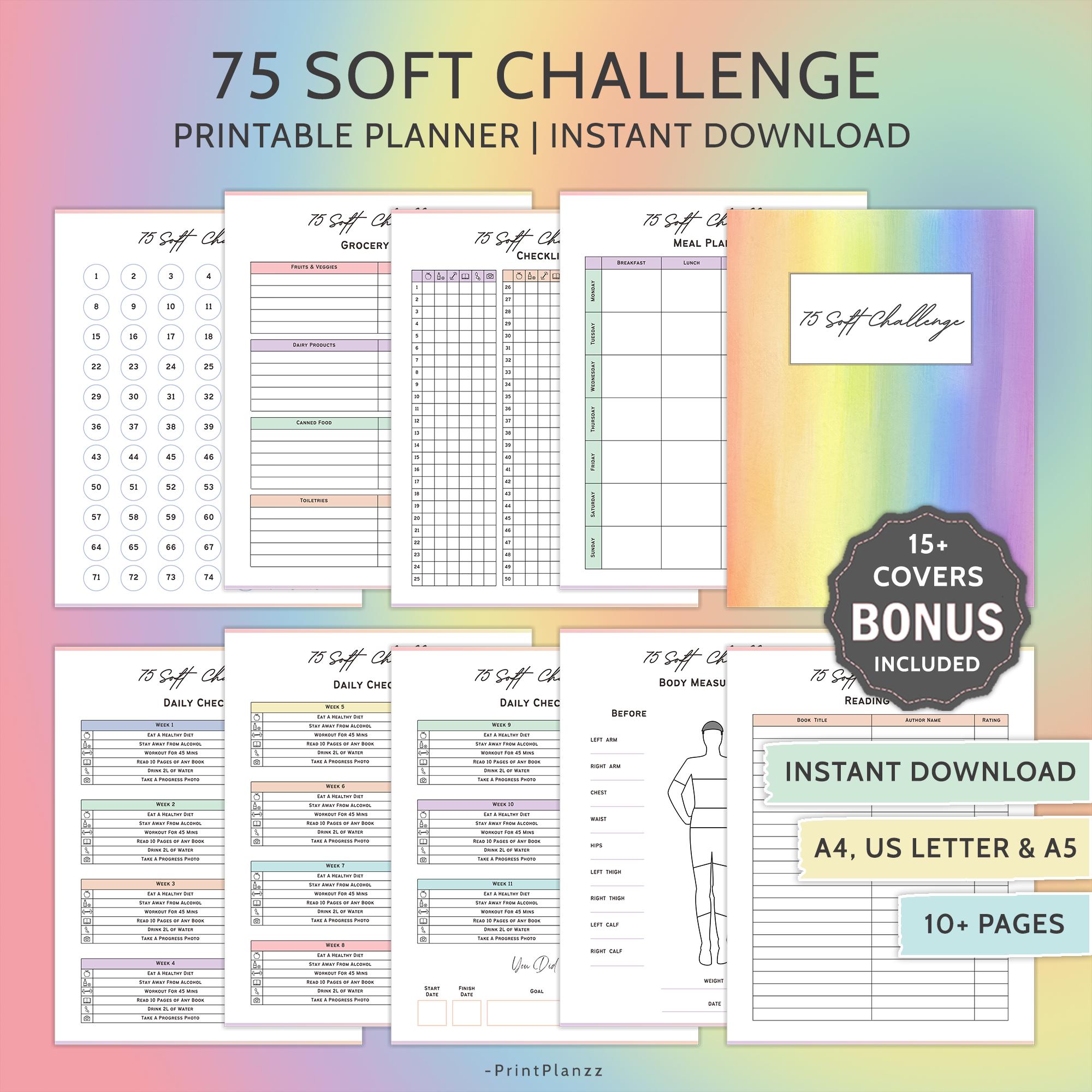 75 Soft Challenge Planner Printable 75 Soft Challenge Tracker Daily 75 ...