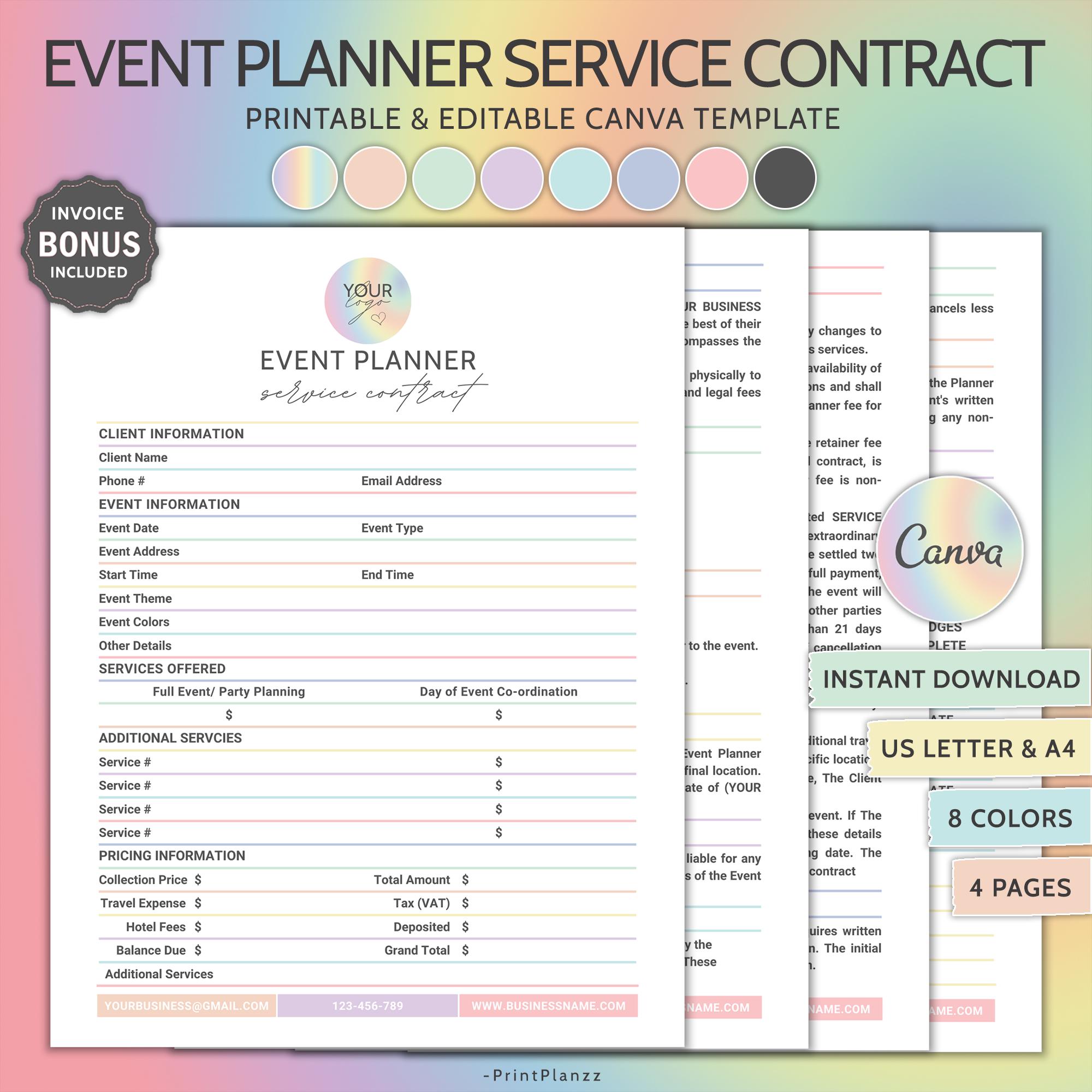 Event Planner Contract.pdf Event Planner Contract Template Editable Event Planner Services ...