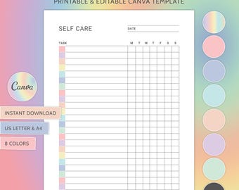 Self Care Checklist Self Care Planner Selfcare Journal Weekly Selfcare Tracker Wellness Planner Printable Daily Selfcare PDF Daily Wellbeing