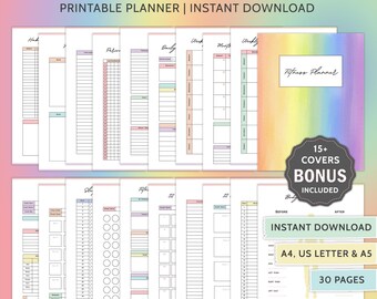 Fitness Planner Printable Health and Fitness Planner Bundle PDF Editable Workout Planner Wellness Planner Fitness Journal Selfcare Planner