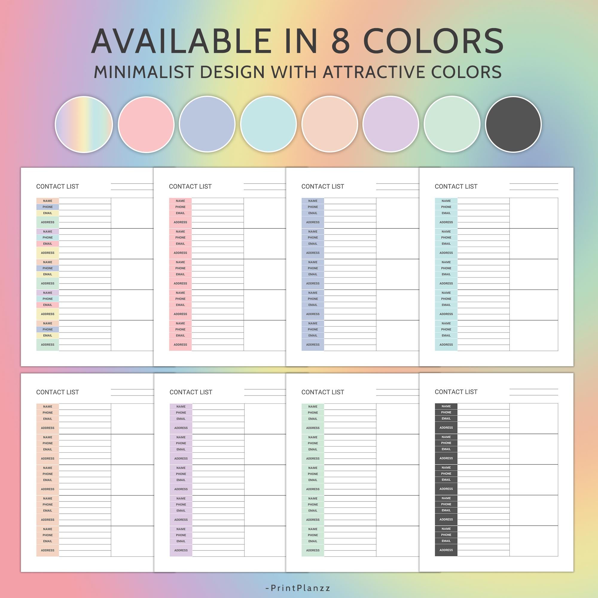 Contact List Template Canva Editable Contact List Template Editable ...