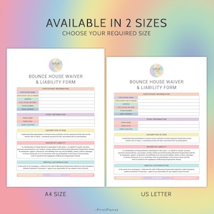 Bounce House Liability Waiver Form Template Bounce House Rental Agreement Contract Liability Release Form Bounce House Business Forms Canva