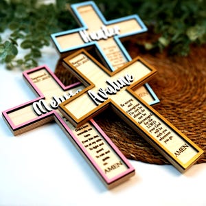 Personalized Baptism Cross, Baptism Gift, Sleep Prayer Cross, Baby Shower Gift, Cross With Name, Christening Gift, Christian Gift