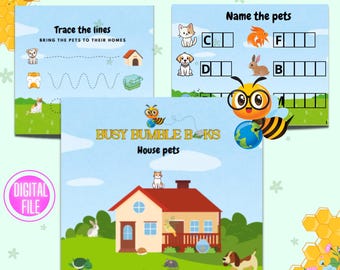 Toddler activity book- busy book - printable animal activity book -fun busy book -  Children book  - Digital Download